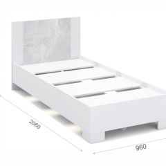 Спальня Аврора Кровать 90 со встроенным основанием под матрас Белый/Ателье светлый | фото 2