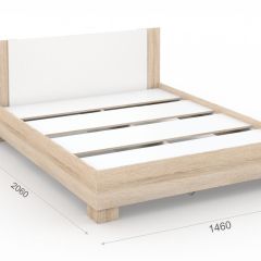 Спальня Аврора Кровать 140 со встроенным основанием под матрас Дуб сонома/Белый | фото 2