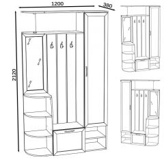 Прихожая Ксения-2, цвет венге/дуб лоредо, ШхГхВ 120х38х212 см., универсальная сборка | фото 8